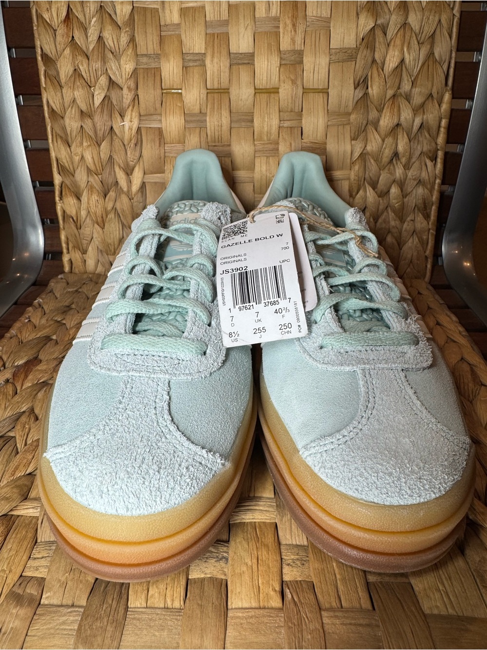 Adidas Gazelle Platform Sneakers - Mint Green with White accents and Gum Sole - Picture 2 of 10